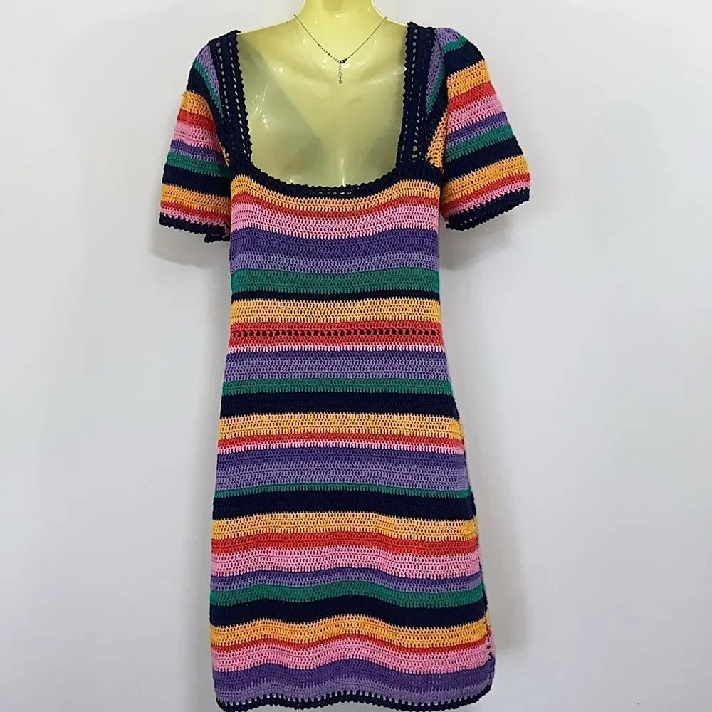 Farm Rio  Dress Multicolor Crochet "RENATA" NWOT SZ MEDIUM - Picture 6 of 7